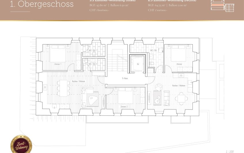 Neubau 2026/27 3.5 Zimmerwohnung “Zur Alten Post” im Dorfzentrum.