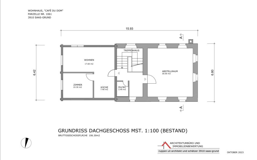 Penthouse studio in the former Café du DOME in Saas-Grund, Valais
