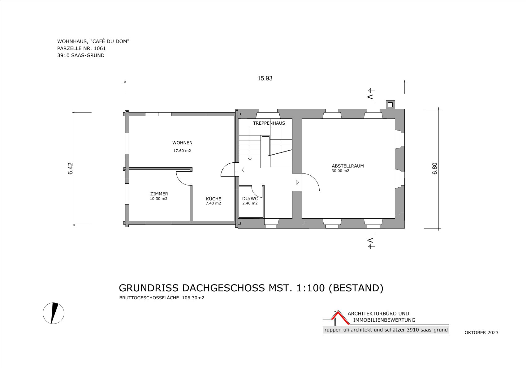 Penthouse studio in the former Café du DOME in Saas-Grund, Valais